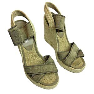 Womens Espadrille Wedge Platform Sandal Heels Kenneth Cole Gold u Elastic Straps